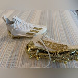 Adidas White Athletic cleats with Gold Accents